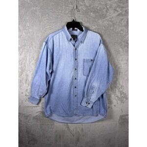 Chaps Ralph Lauren Shirt Mens Large Blue Denim Button Down Long Sleeve Casual